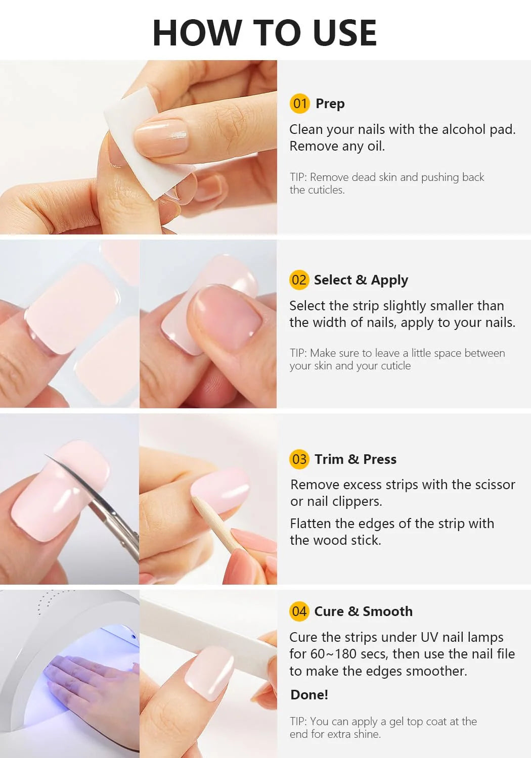 French Tip (Glitter line ) Semicured Gel Nail Stickers Kit