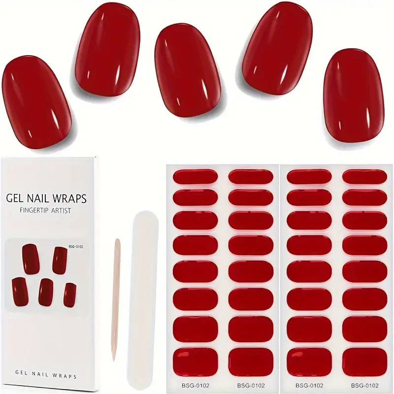 Solid Color Semicured Gels – 20 Pc Gel Nail Strips