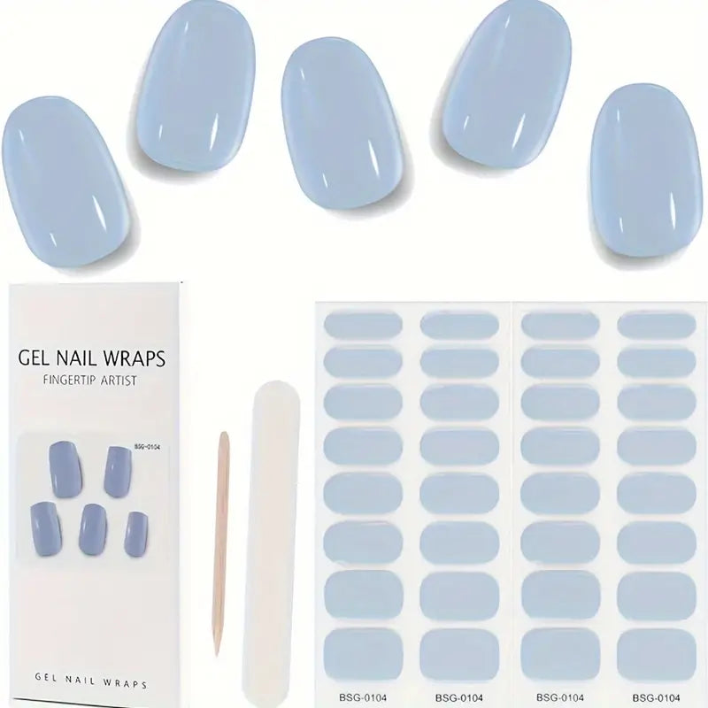 Solid Color Semicured Gels – 20 Pc Gel Nail Strips