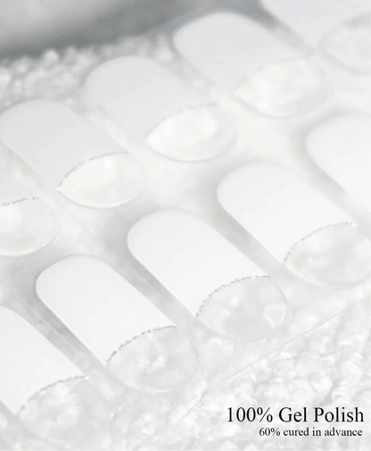 French Tip (Glitter line ) Semicured Gel Nail Stickers Kit