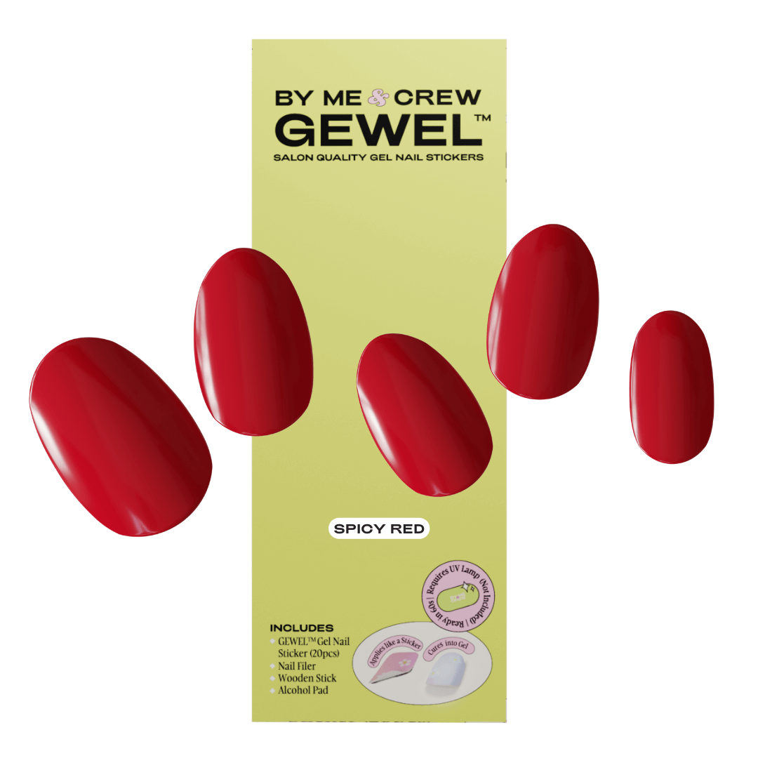 Spicy Red Semicured Gel Nails Sticker Kit