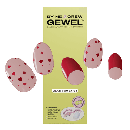 'Glad You Exist' Hearts Semicured Gel Nails Kit