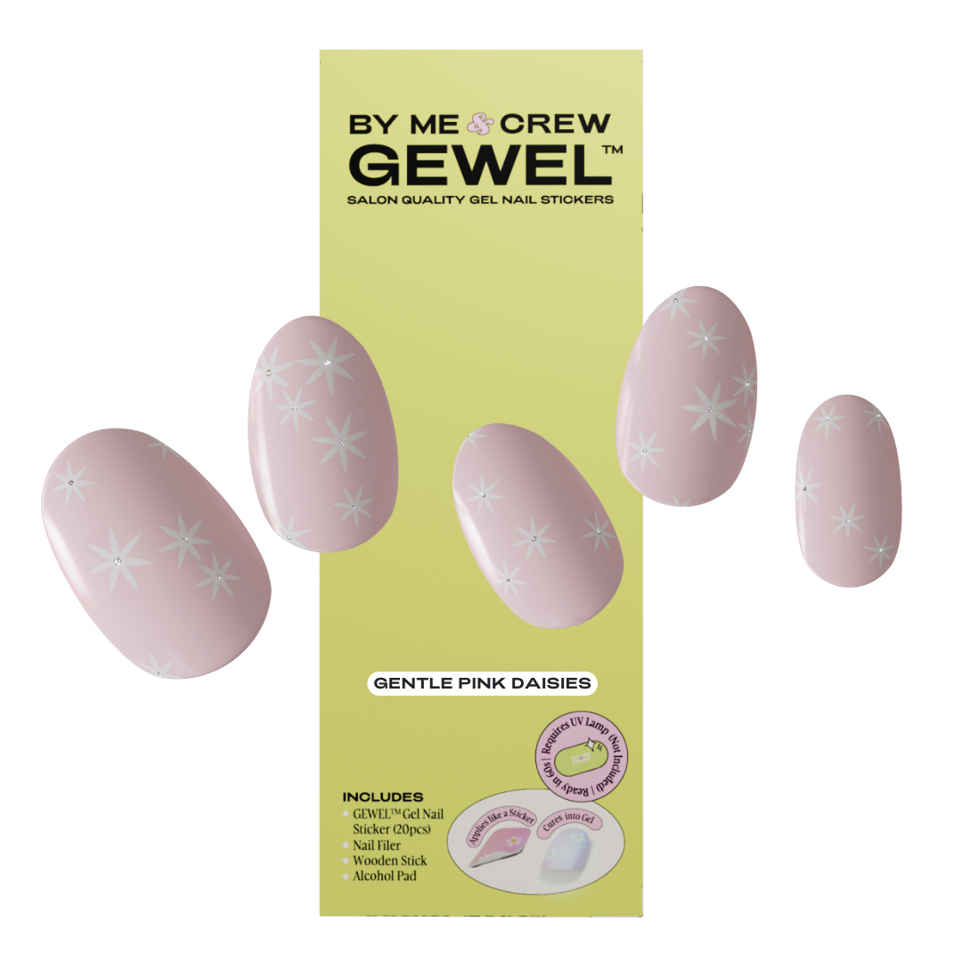 Gentle Pink Daisies Semicured Gel Nails Kit