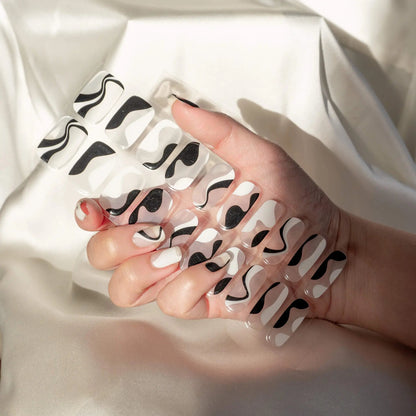 Monochrome Waves Semicured Gel Nail Stickers Kit