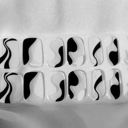 Monochrome Waves Semicured Gel Nail Stickers Kit