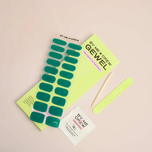 Green Solid Semi-Cured Gel Nail Wraps / Nail Strips / Nail Stickers