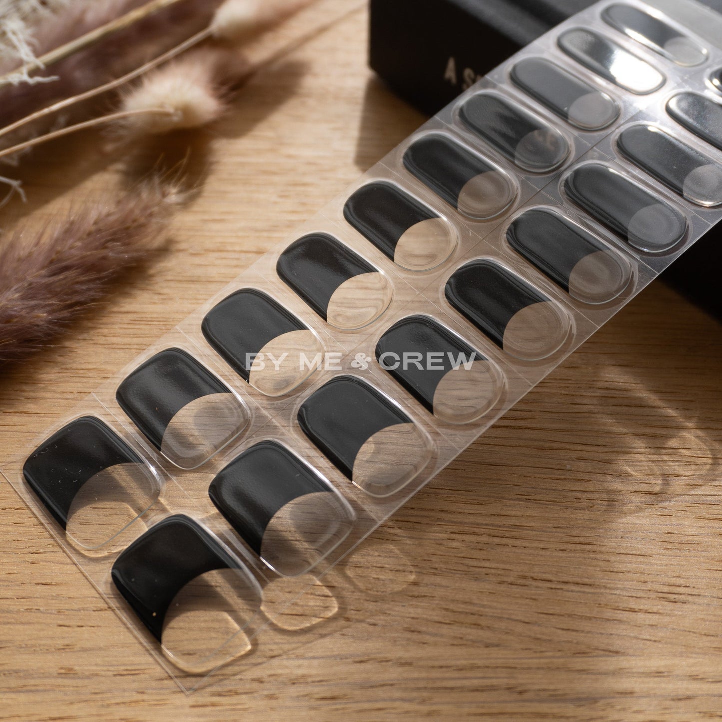 Black French Tip DIY Semicured Gel Nail Stickers Kit